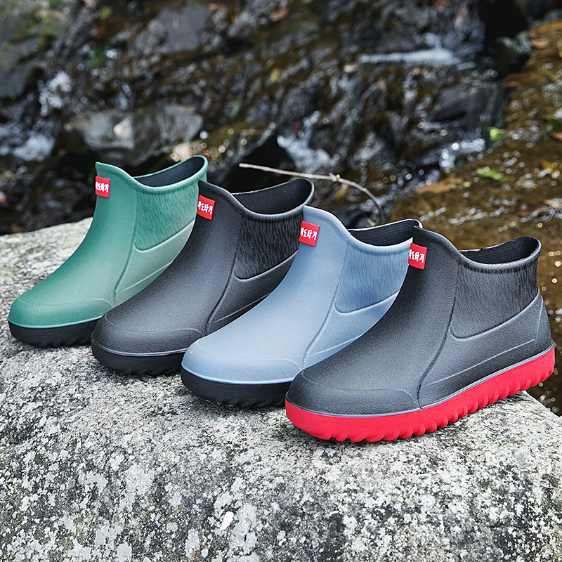 Cross-border low-top rain boots men's outdoor waterproof shoes non-slip German fashion kitchen work shoes fishing car wash rubber shoes