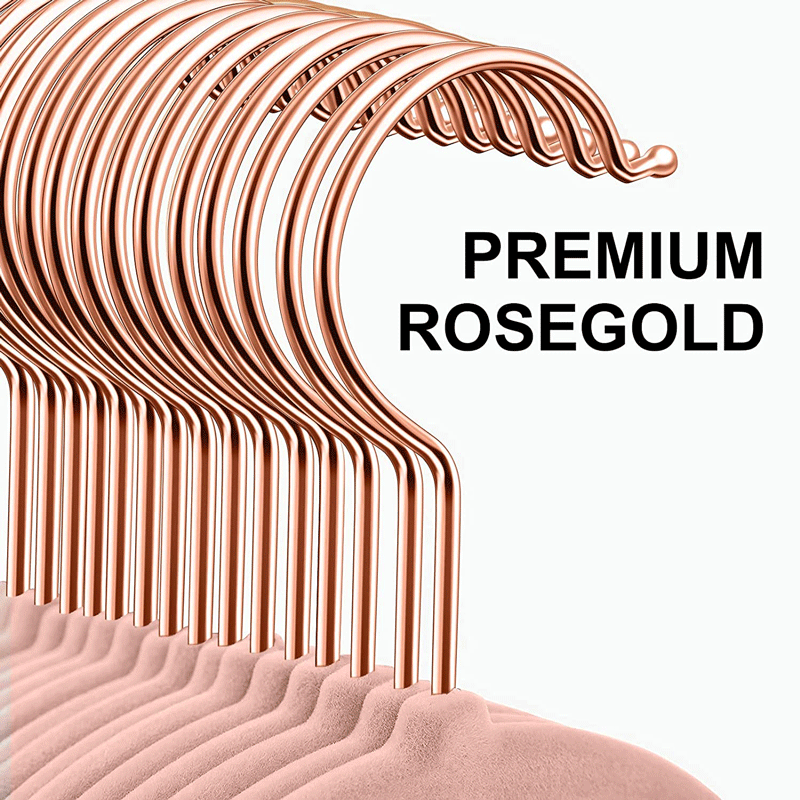 Flocking Hangers Rose Gold Hook Pink Flocking Hangers Finisher Traceless Velvet Suede Non-slip Clothes Support Clothes Hanging