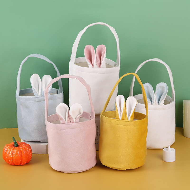 Cross Border Hot Selling Easter Bunny Handbag Rabbit Ear Basket Party Gift Box Packaging Easter Egg Box Candy Bag
