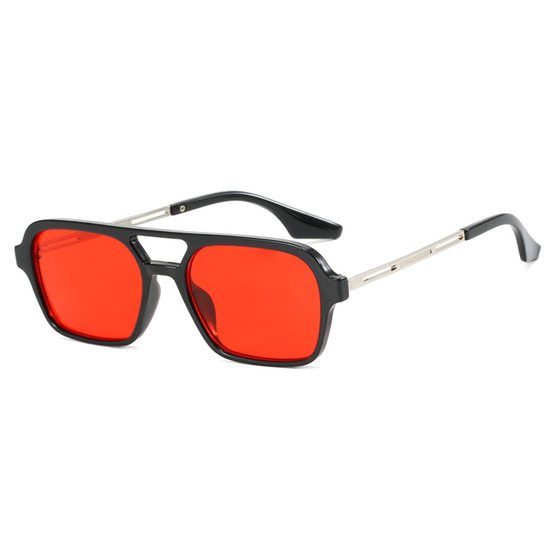 European and American Aviator Double Beam Sunglasses 2024 New Retro Square Sunglasses Ins Internet Celebrity Personalized Sunglasses