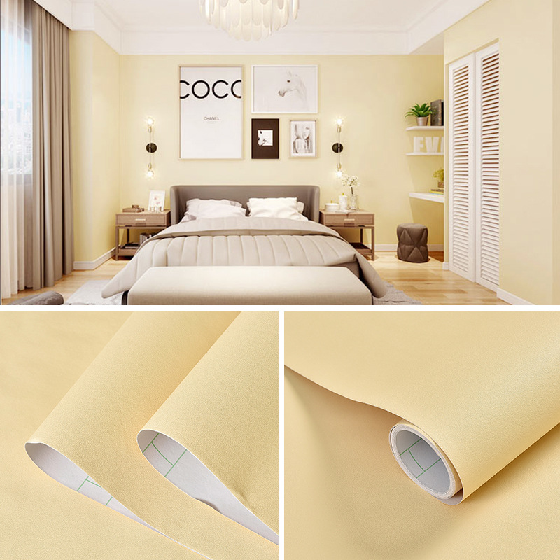 Thickened self-adhesive simple solid color wallpaper kindergarten children's room wallpaper decoration renovation waterproof moisture-proof wall stickers wholesale