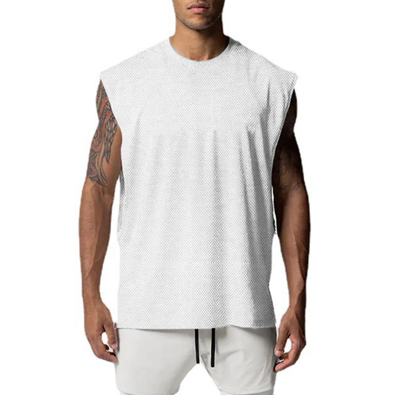 Summer men's quick-drying sports vest fitness rolled iron sleeveless clothes breathable waistcoat T-shirt new men's top