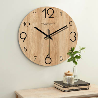 Cross-border Amazon hanging watch retro wood grain clock simple living room mute clock creative decorative wall factory price