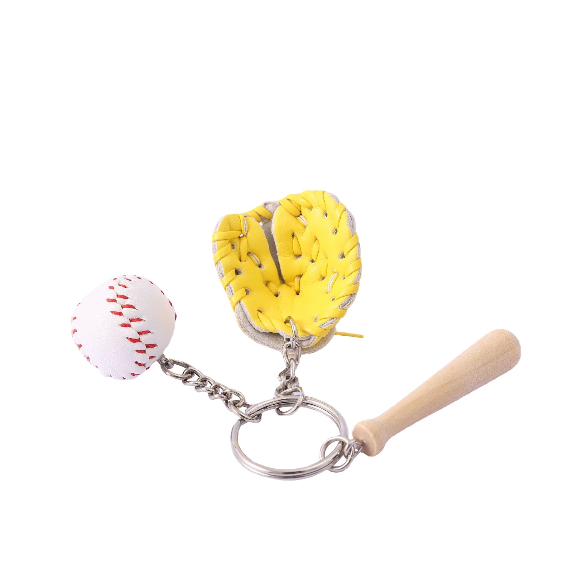 2cm baseball keychain three-piece pendant gift baseball three-in-one fashion car pendant Souvenir Wholesale