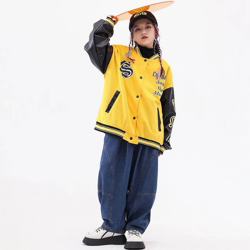街舞兒童潮服男女嘻哈寬鬆夾克套裝少兒嘻哈hiphop元旦表演出服裝