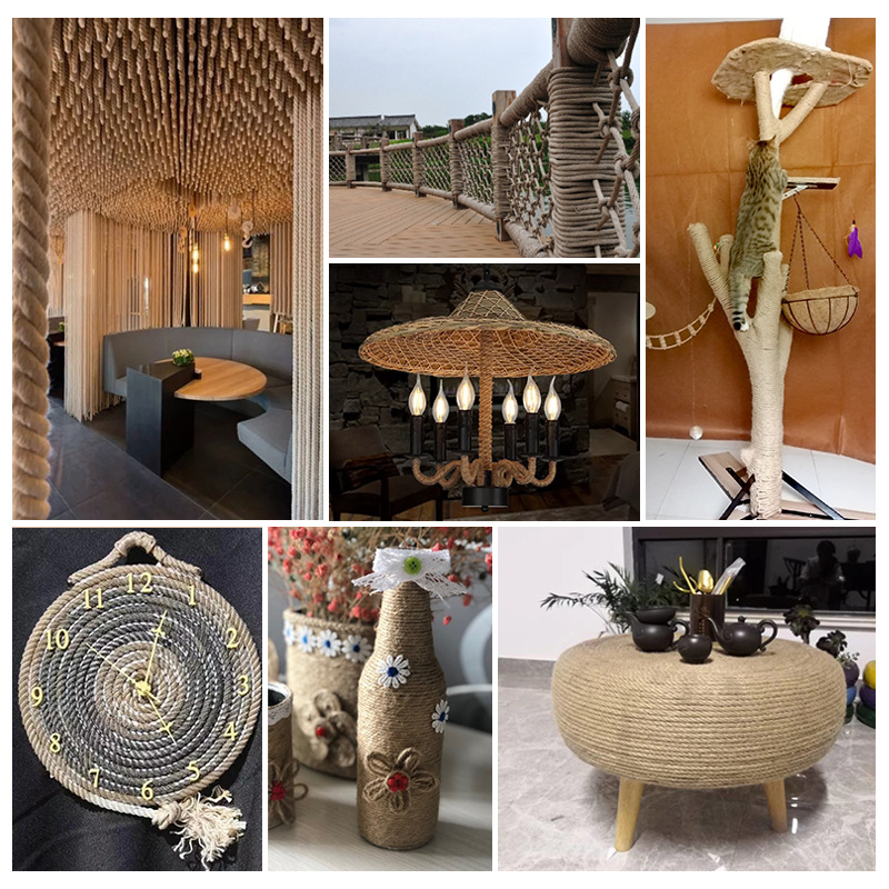Handmade hemp rope wholesale production material thin and thick decorative diy woven hemp rope cat climbing frame bundled jute sisal