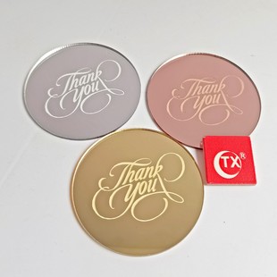 TX cross-border Thank you party theme round cupcake decorations mirror acrylic cake insert