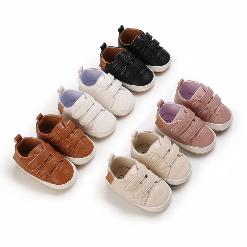 Spring and Autumn New 0-12 Months Soft Bottom Baby Shoes PU Top Low Top Baby Toddler Shoes