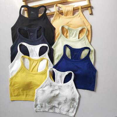 One Piece Outer Wear ~ Sports Vest with Chest Pad Women's Stylish Inner Wear Sexy Neck Yoga Fitness Quick-drying Top