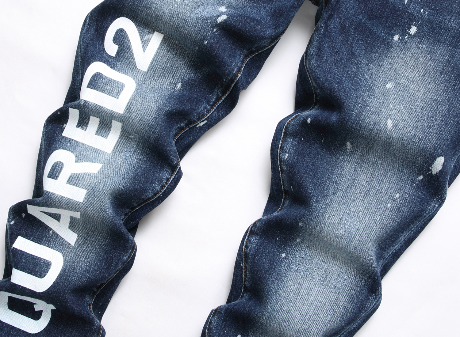 Autumn 2023 new street fashion men's jeans printed fashion trendy ripped slim fit skinny pants men's fashion