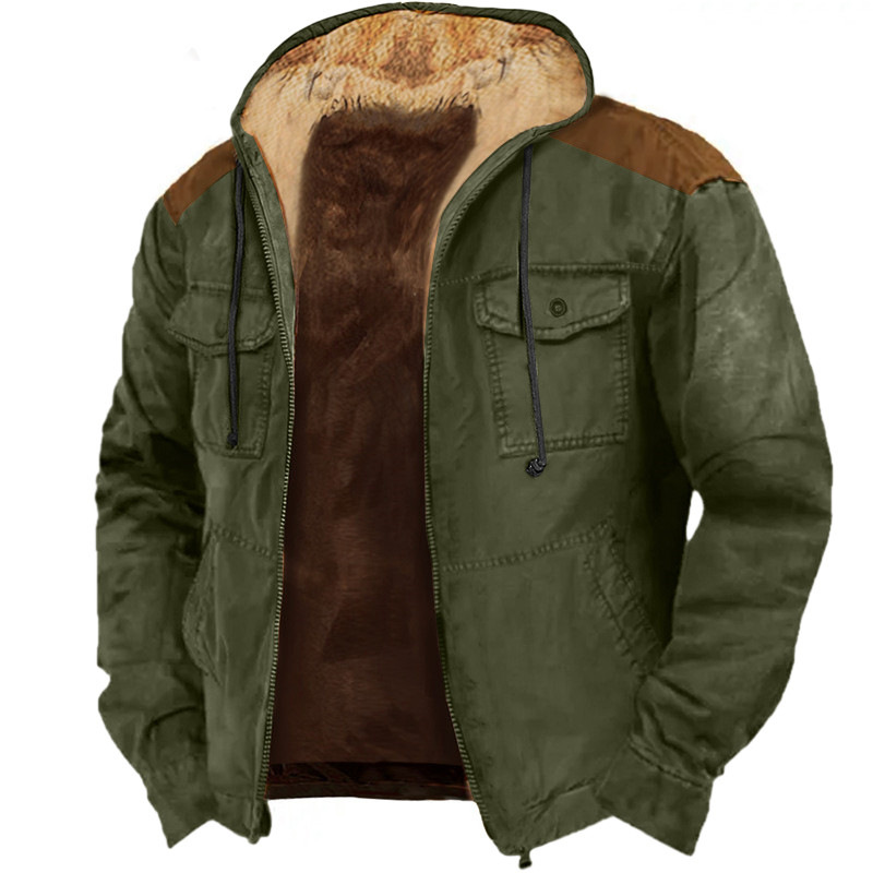 2023 European and American cross-border solid color pattern 3D printing digital printing hooded sweater Brown lining pocket Cotton