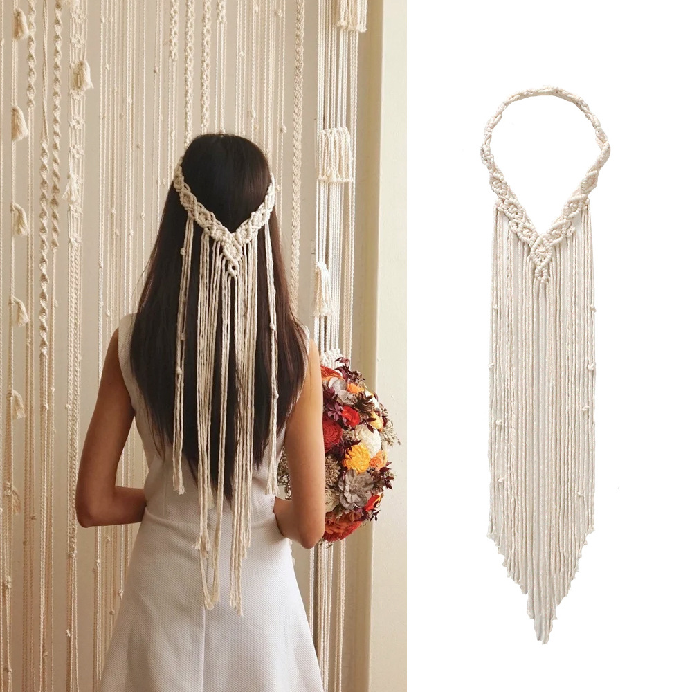 Cross-border New Bohemian Style Hand-woven Hair Band Cotton Rope Hair Accessories Nordic Wedding Headwear Amazon Source