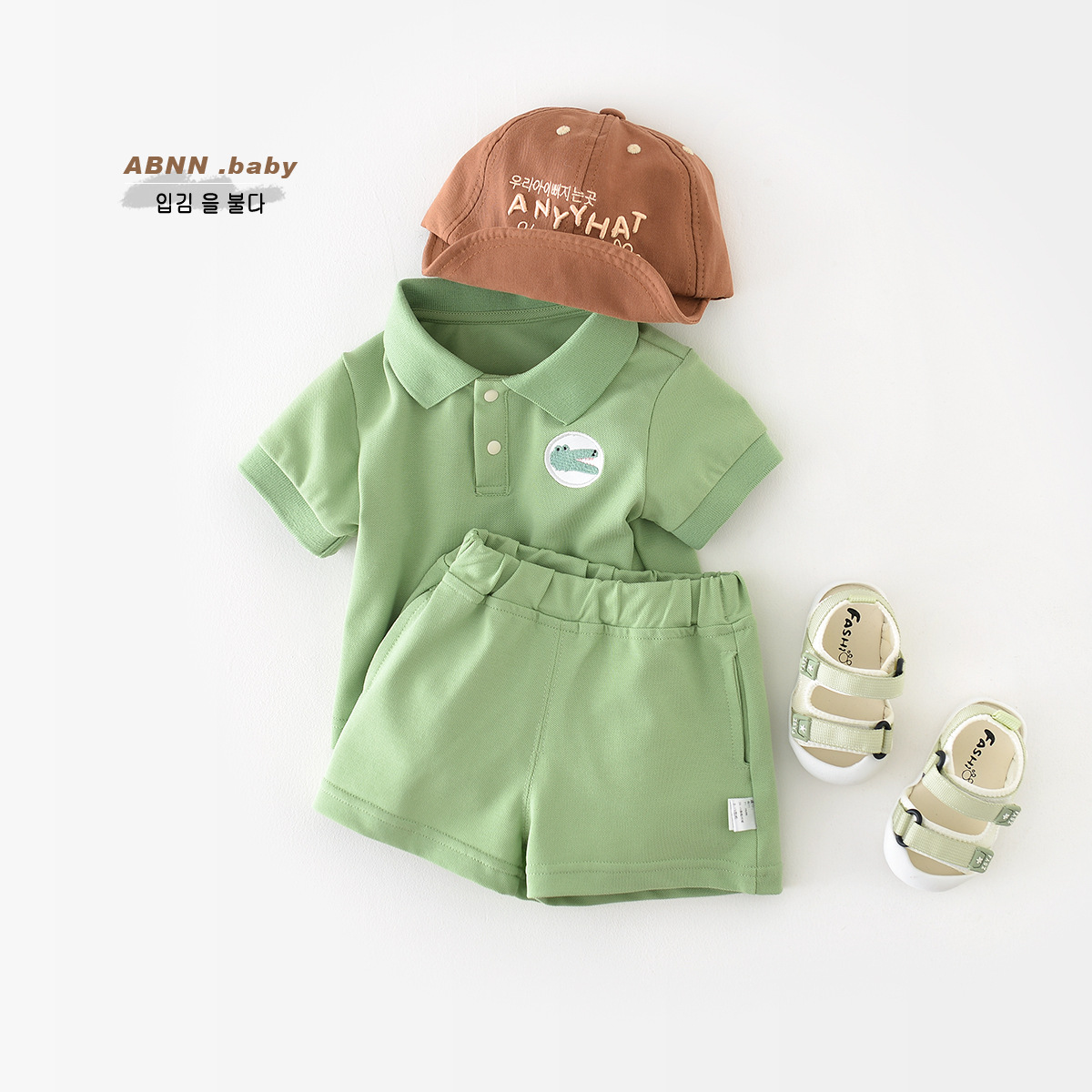 Baby Summer 2024 new suit polo shirt breathable boy thin half sleeve suit baby handsome out fashion