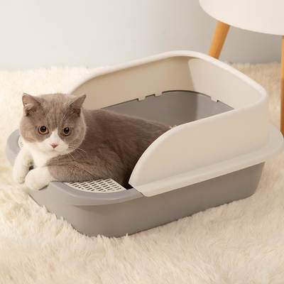 Factory Direct sales semi-enclosed cat litter box anti-splash cat toilet anti-leakage sand design semi-sealed cat cleaning Basin