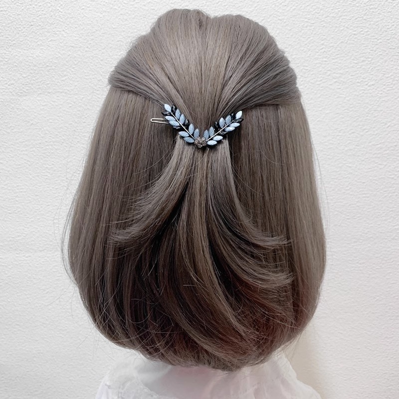 Alloy Simple One-character Clip Back Head Hairclip Elegant Light Luxury Fashion Five-pointed Star Stall Blue Hair Accessories Side Clip