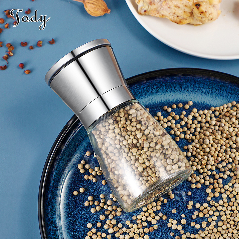 304 Stainless Steel Black Pepper Powder Grinder Household Manual Black Sesame Grinding Bottle Fresh Grinding Pepper Cumin Sea Salt