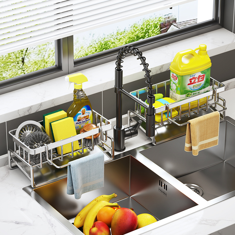 Kitchen Drain Rack Sink Storage Rack Sink Rag Basket Countertop Faucet Dehydrant Sponge Bowl Storage Rack