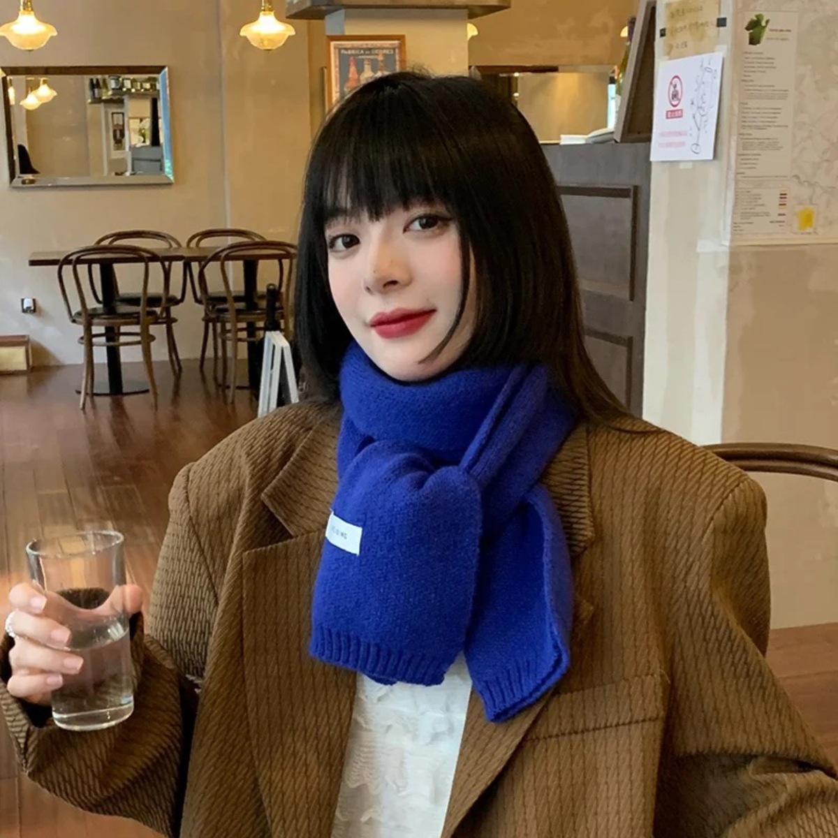 熱賣純色保暖圍巾女秋冬季百搭毛線軟糯情侶韓版學院風百搭日代發