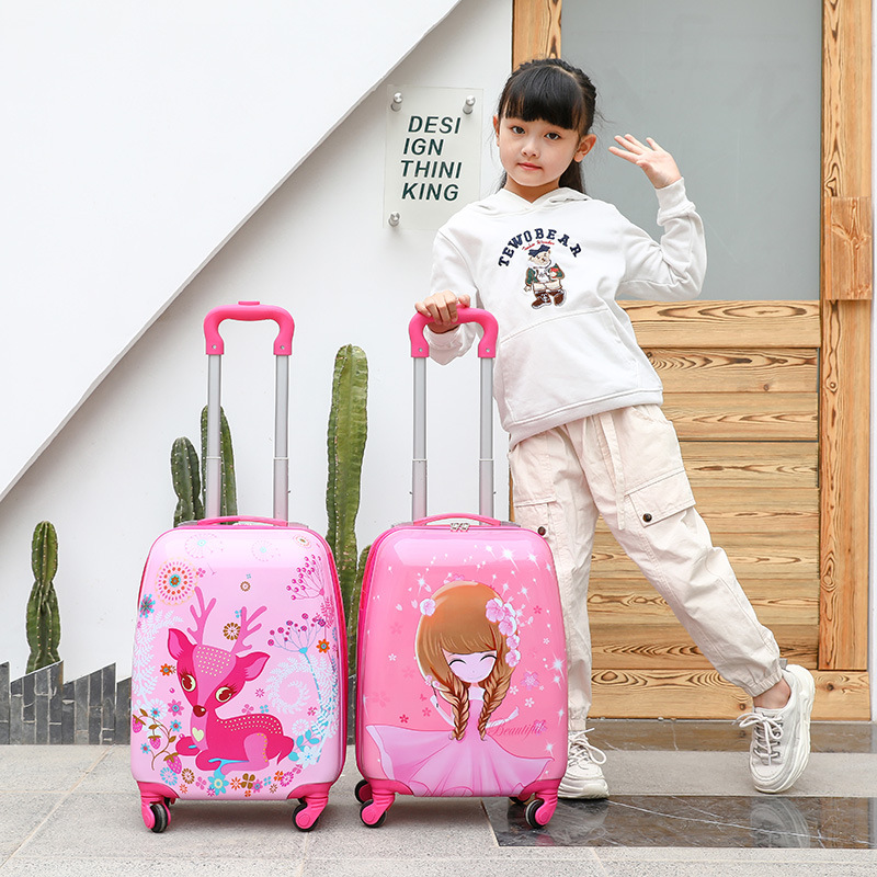 Children's luggage case boys and girls cartoon luggage 1618 inch universal wheel gift student suitcase logo printed