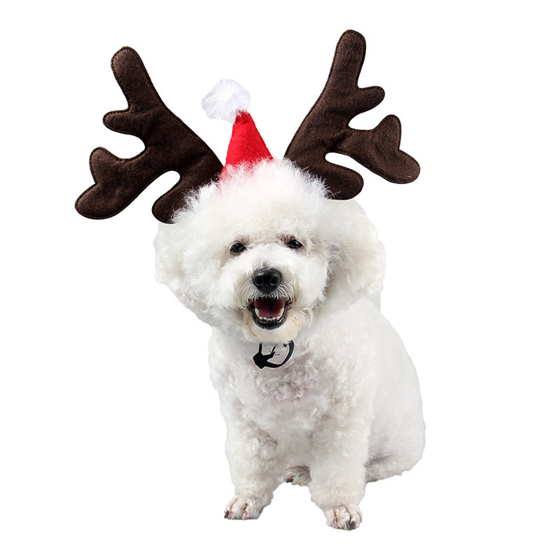 Christmas dog supplies elk headband Santa hat pet Christmas cool dog clothing cute headdress accessories