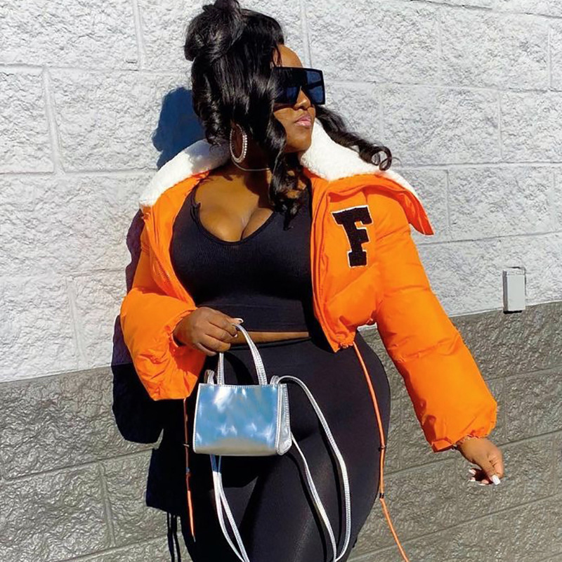 Q22TP392 European and American women's clothing 2022 autumn and winter New Fashion solid color embroidery North American small stand collar casual cot_voghion.com