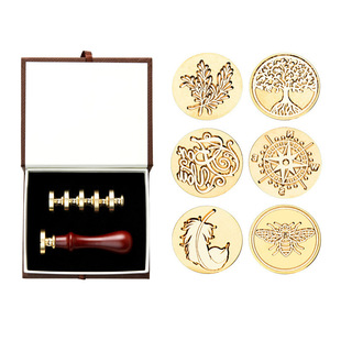Factory wholesale lacquer seal set stamp head gift box invitation envelope seal wax 1 seal +5 copper head