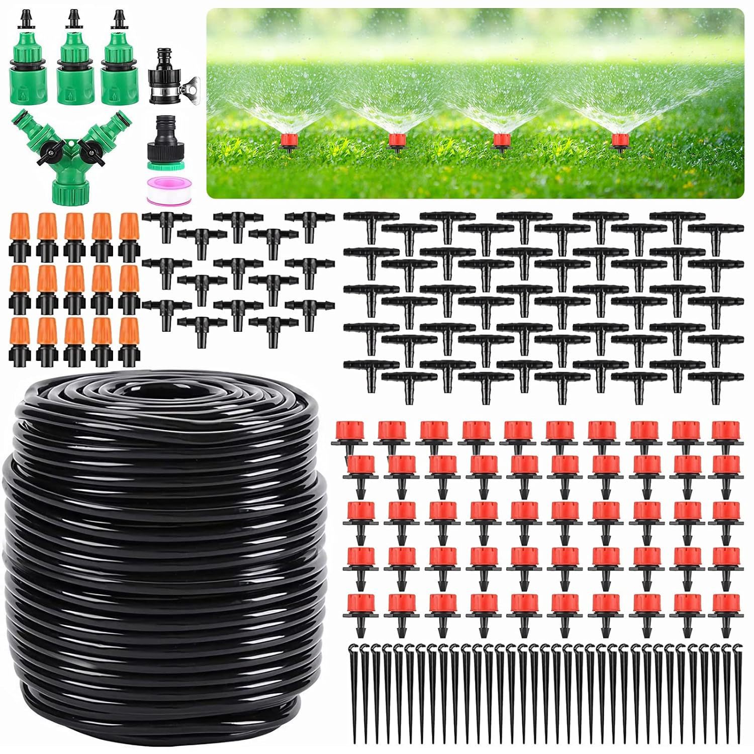 Cross-border hot sale garden drip irrigation set 164FT/50M micro automatic spray nozzle sprinkler system
