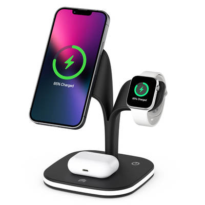 Factory direct new magnetic wireless charger three-in-one bracket suitable for mobile phone headset watch fast charging