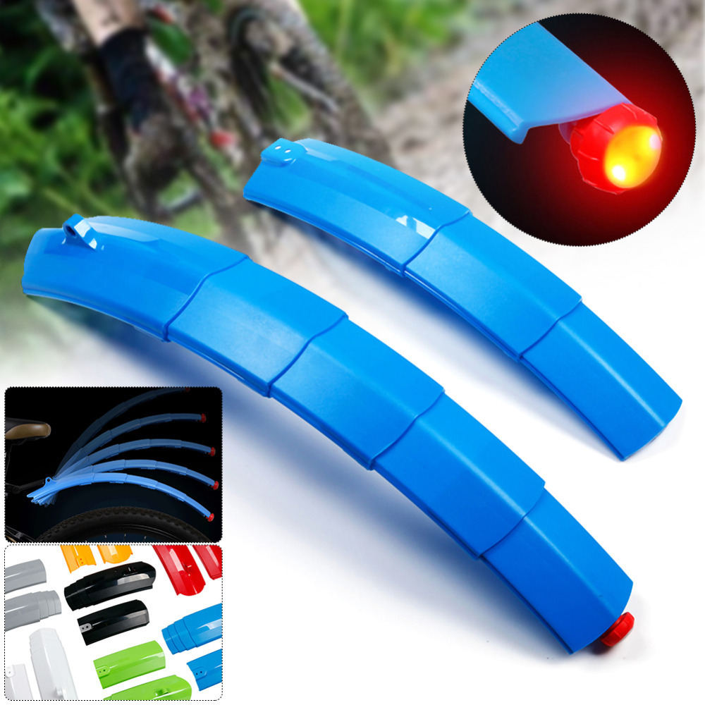 LED bicycle telescopic Fender mountain bike rain shield mud tile all-inclusive rain shield 26 inch with light