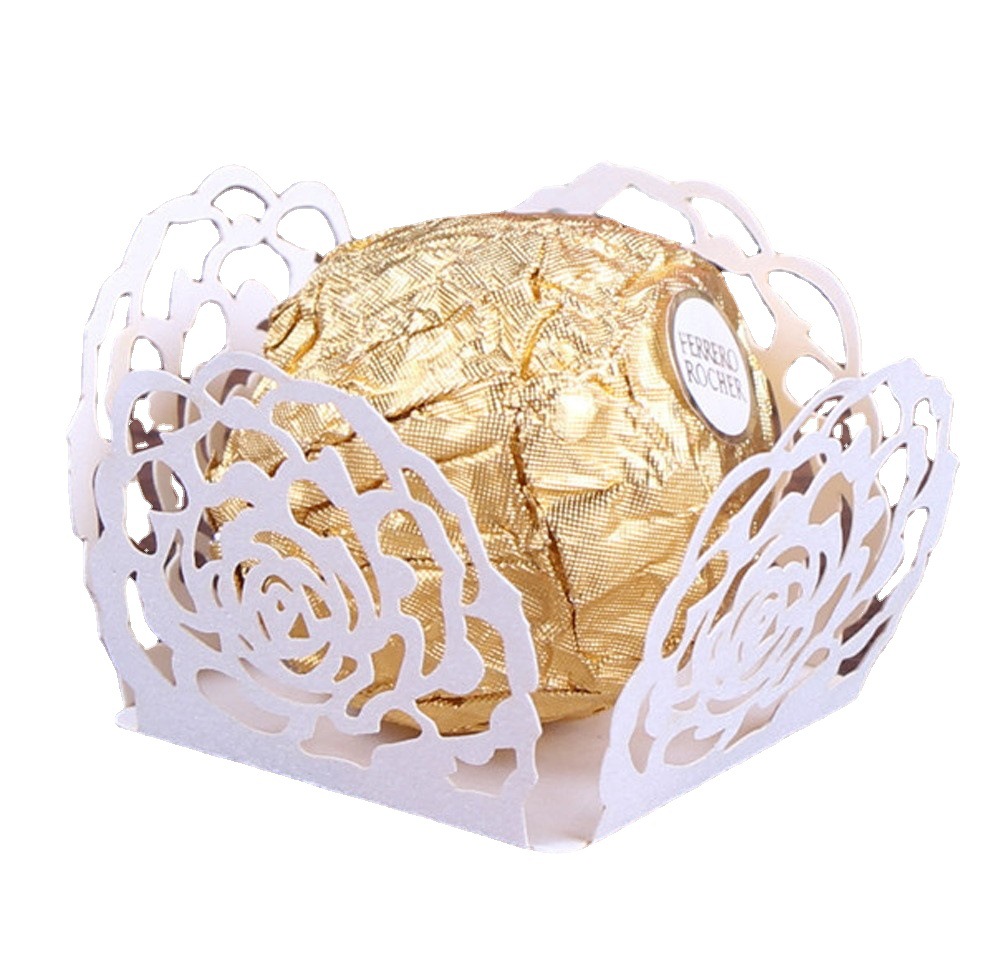 Cross-border in stock Valentine's Day laser hollow decorative paper lace Golden Rose holiday chocolate candy box