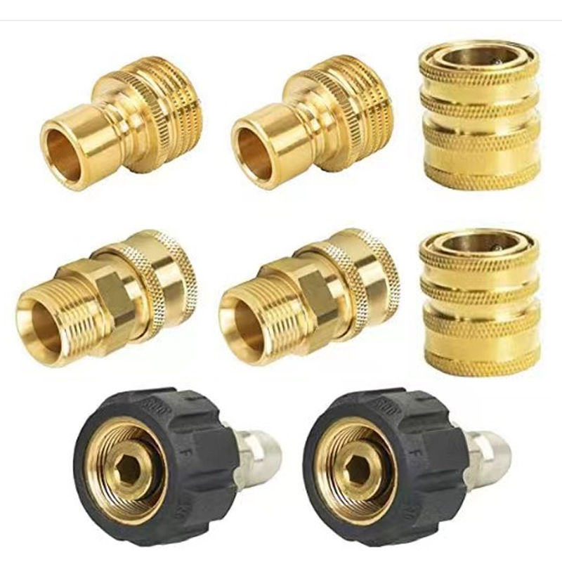 Cross-border special for high-pressure car washing water gun steel wire pipe 3/8-M22 live copper quick plug connector 1/2 US standard fast