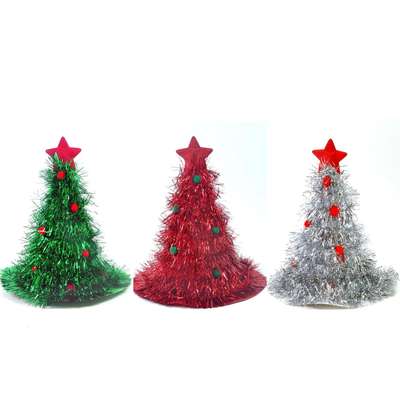 Factory direct supply Christmas hat luminous holiday dress rain silk non-woven Christmas hat Christmas decorations Christmas tree hat