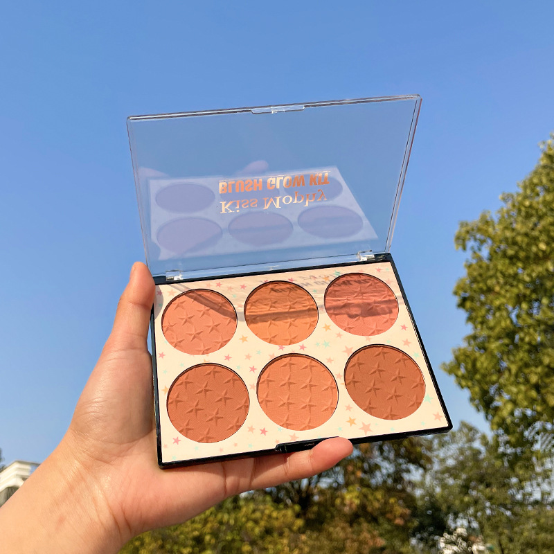 Six-color blush plate Matte Pearlescent natural sun red women's high-gloss repair one factory spot direct supply