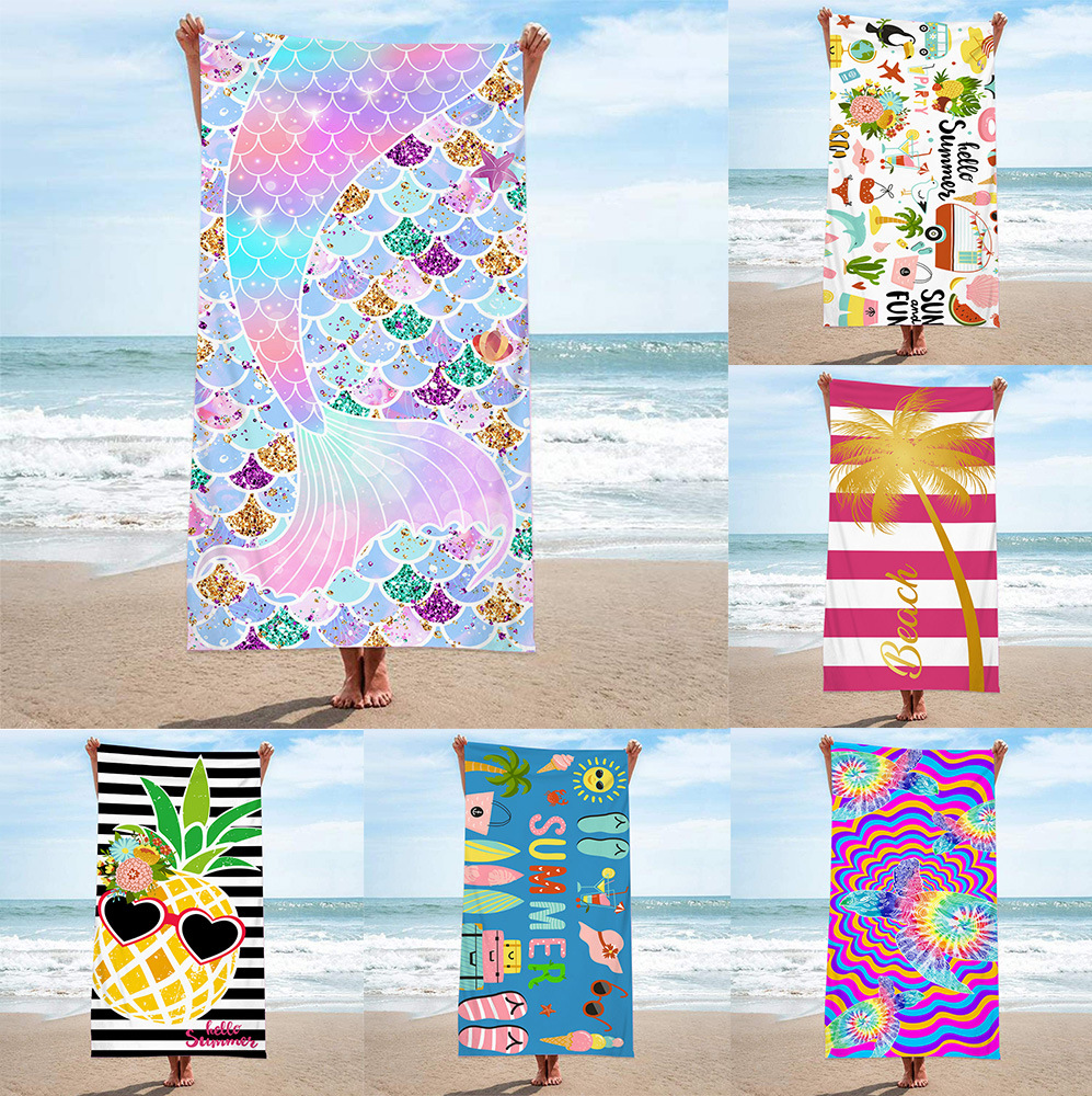 Color Fishtail Microfiber Loop Cloth Beach Towel Bath Towel Seaside Sitting Blanket Shawl Sweat Towel Spreading Blanket Sitting Blanket