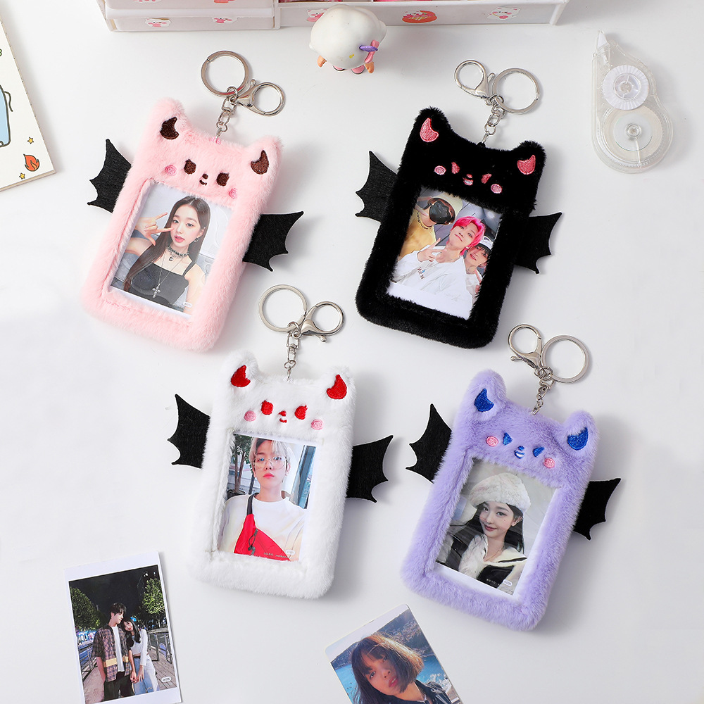 Creative Cute Little Demon Plush Card Case Korean Style Instagram Style Polaroid Mini Card Display Hanger Mini Card Card Holder for Girls
