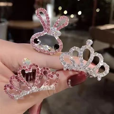 Children's Metal Hair Comb with Diamond Crown Comb Korean Style Baby Girl Princess Hair Plug Little Girl Rhinestone Hairpin Hair Accessories