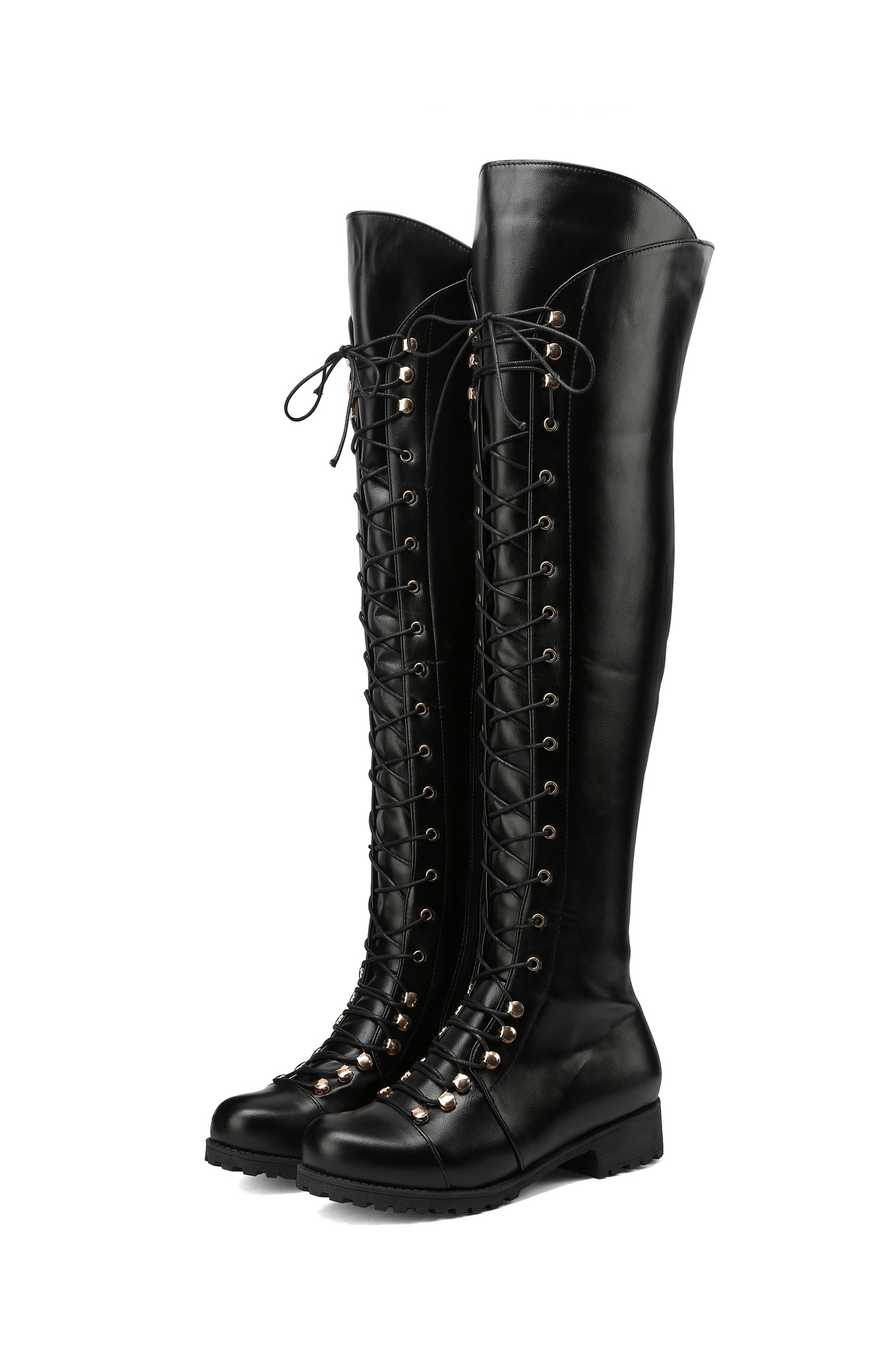 Autumn and winter New European and American women's boots cross strap knee-length boots Knight boots wish AliExpress foreign trade supply large size