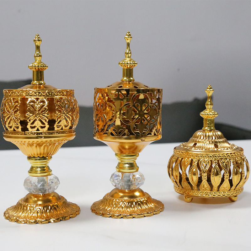 Cross-border Creative Golden Hollow Metal Incense Censer Middle East Arabian Desktop Incense Censer Incense Censer Middle East Incense Censer