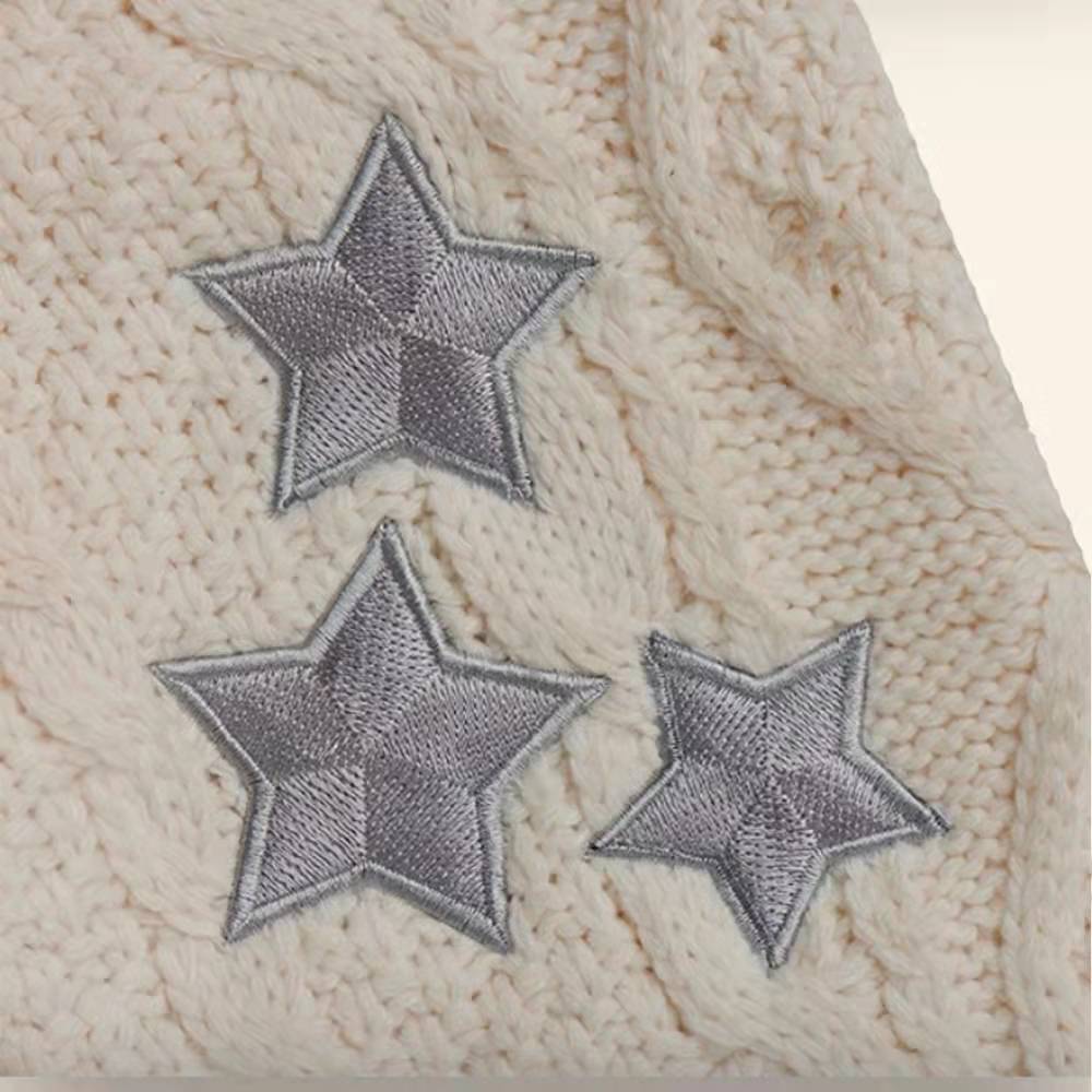 Amazon Mould Mold Same Style European and American Style Cardigan Knitted White Lazy Style Star Sweater Cross-border Jacket