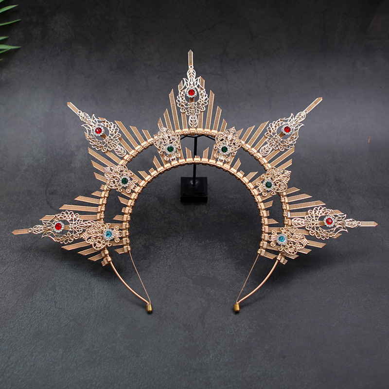 Cross-border Amazon Our Lady Goddess Halo Hair Band Headwear Funny Exaggerated Crown Halloween Witch Dress Up Hair Accessories