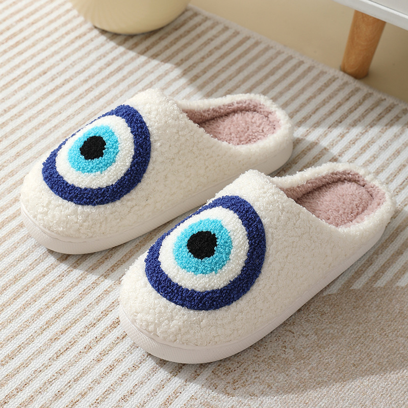 New winter cotton slippers home comfort Devil's eyes for men and women couples thick bottom warm indoor slippers wholesale