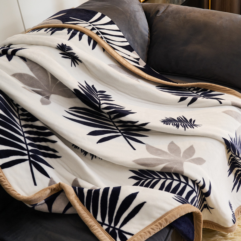 Foreign trade advanced light luxury double-sided velvet blanket milk velvet composite blanket single double-layer nap blanket sofa blanket source