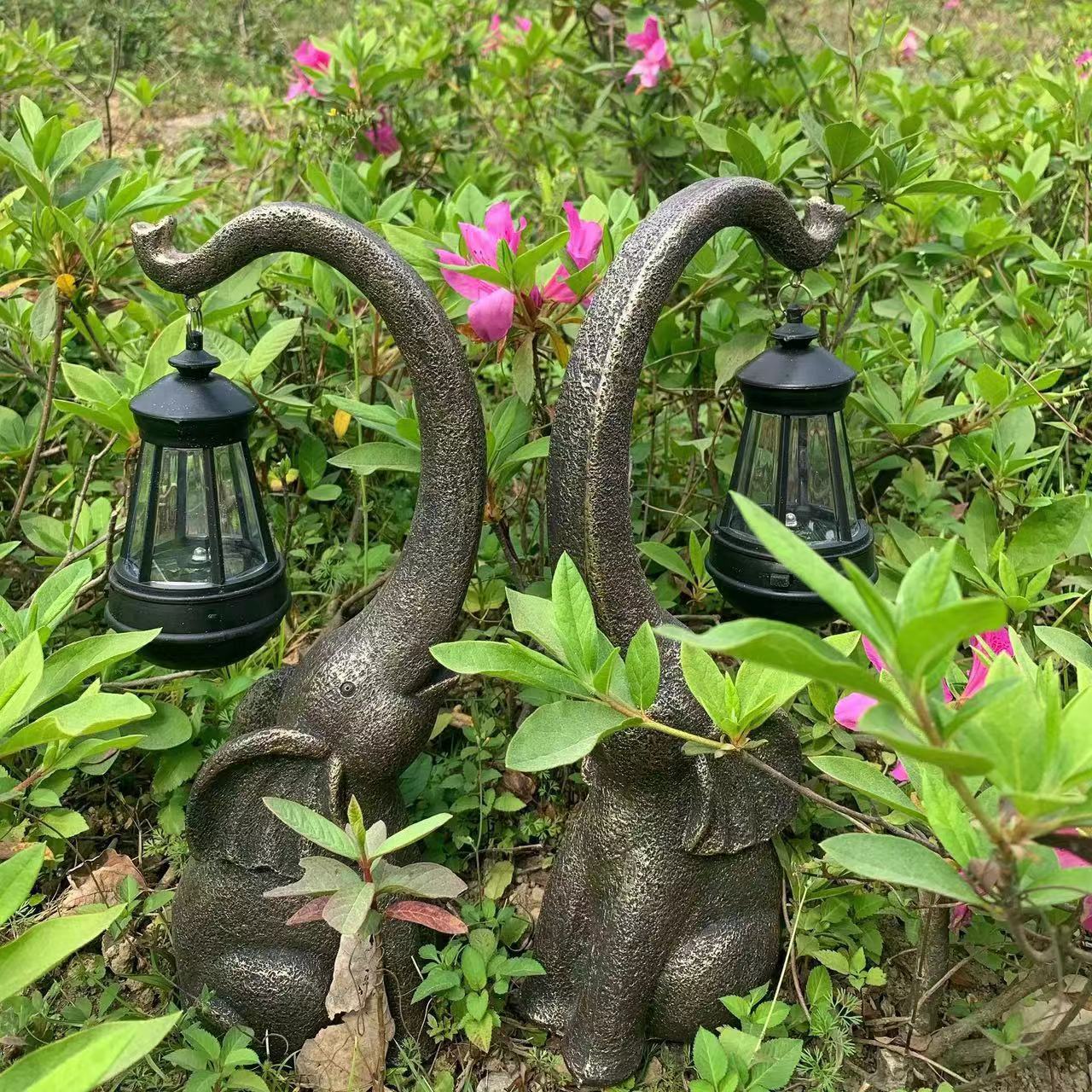 Simple Outdoor Garden Layout Auspicious Elephant Solar Light Decoration Ornaments Courtyard Landscape Home Accessories