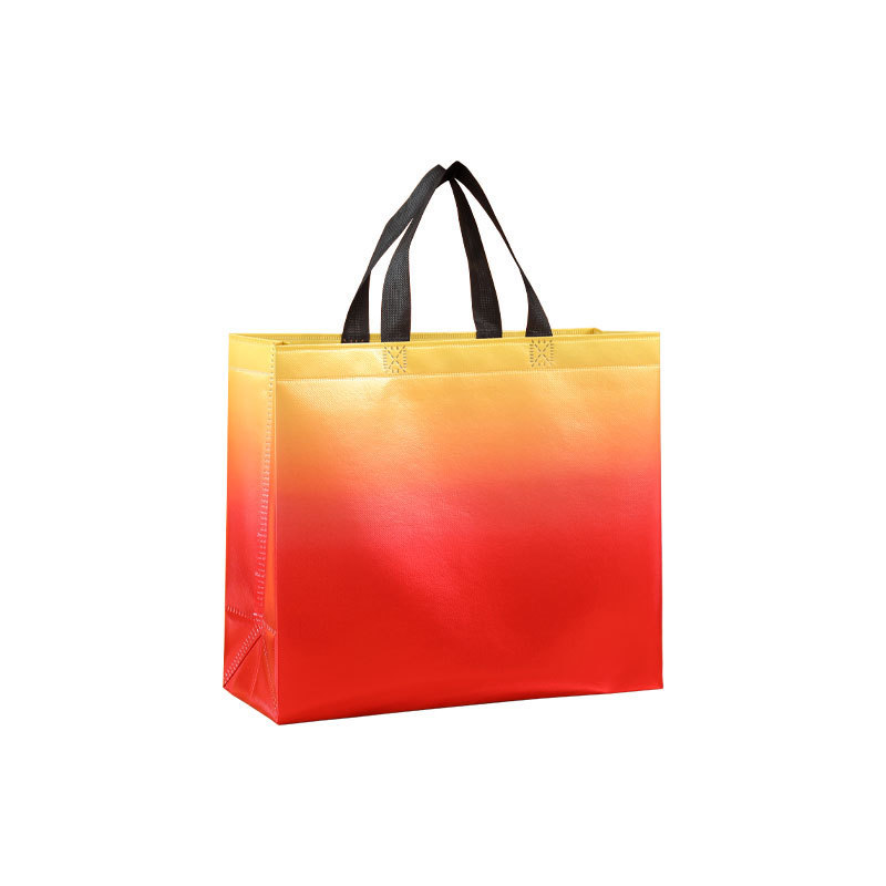 Cross-border gradient color laser laminating aluminum non-woven bag wholesale handbag printing logo gift bag shopping bag
