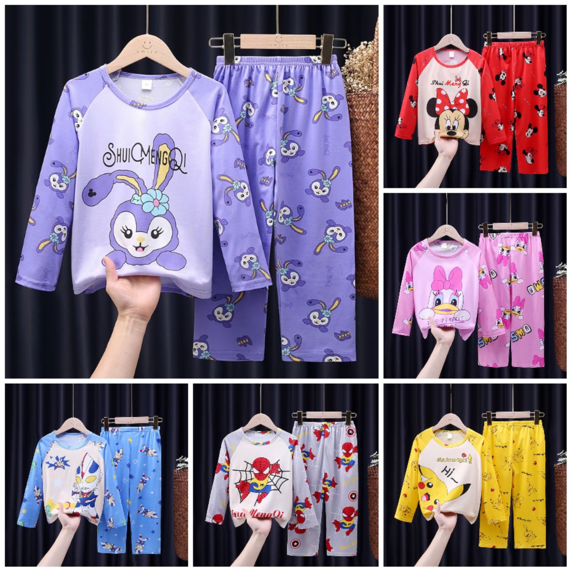 Children's Pajamas Spring and Autumn Long Sleeve Girls' Thin Cartoon Middle and Big Children Boys' Children Students' Home Clothes Fashionable Suit