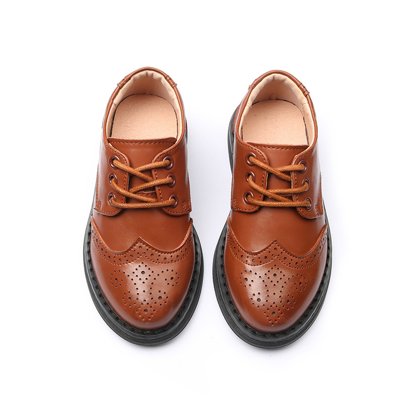Boys' Leather Shoes Soft-soled Children's Black British Style Performance Shoes Boys Performance Shoes Middle School Students Single Shoes