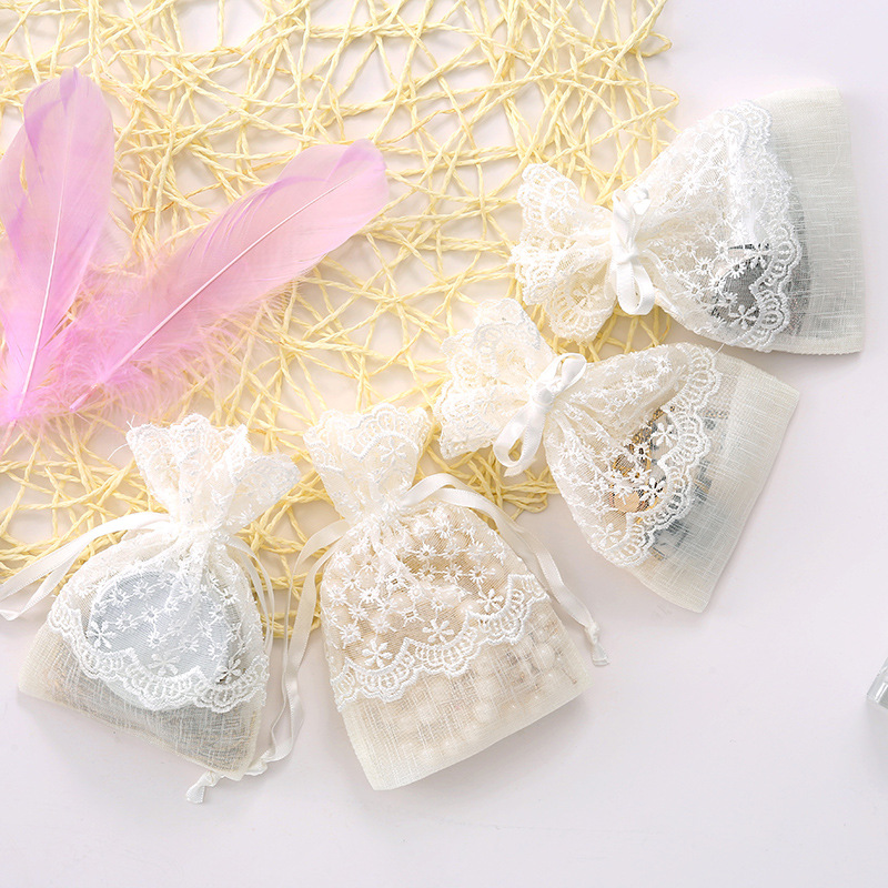 New Arrival Bag Embroidered White Star Lace Bag Factory Spot Jewelry Packaging Gift Bag Lace Storage Bag