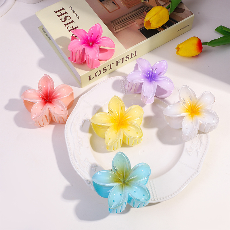 Creative Gradient Egg Flower Grab Clip Back Head Half Tie Hairpin Beach Seaside Sweet Shark Clip Headwear