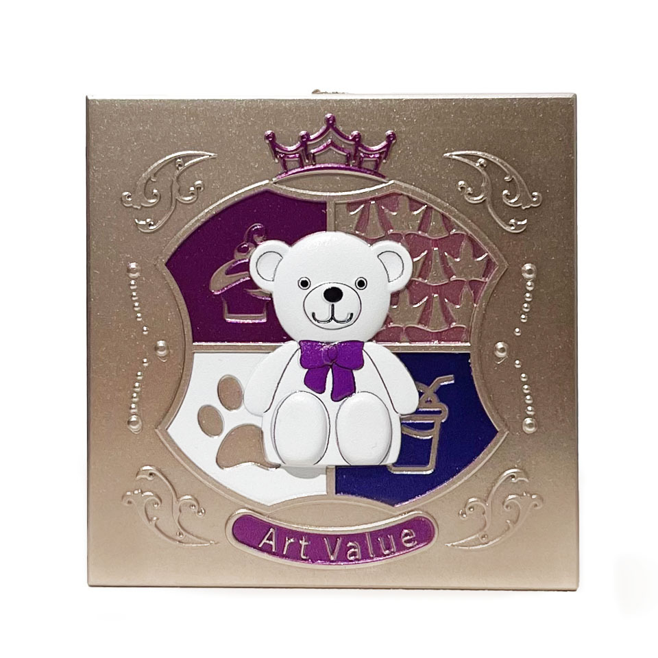 Art Value bear Knight four-color eyeshadow cartoon portable pure desire wind saturated Pearl matte eyeshadow plate