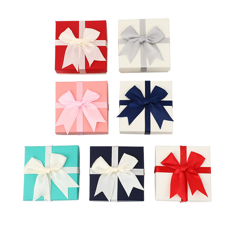 Square leather bow gift box Valentine's Day gift box business gift box jewelry gift box